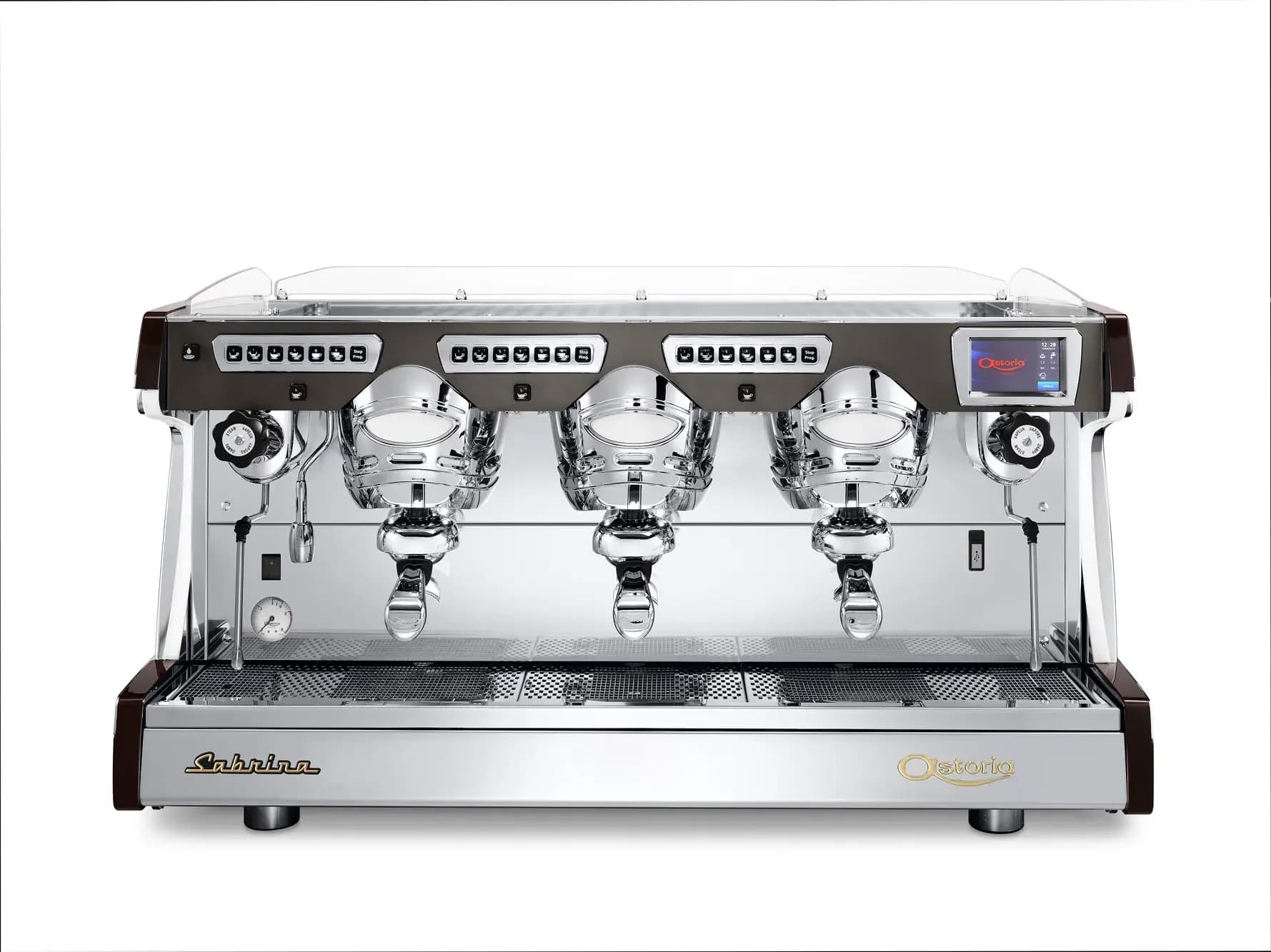 Espressor Profesional Electronic Astoria Sabrina SAE 3 Grupuri Black/Chrome cu Display + Filtru apa GRATUIT