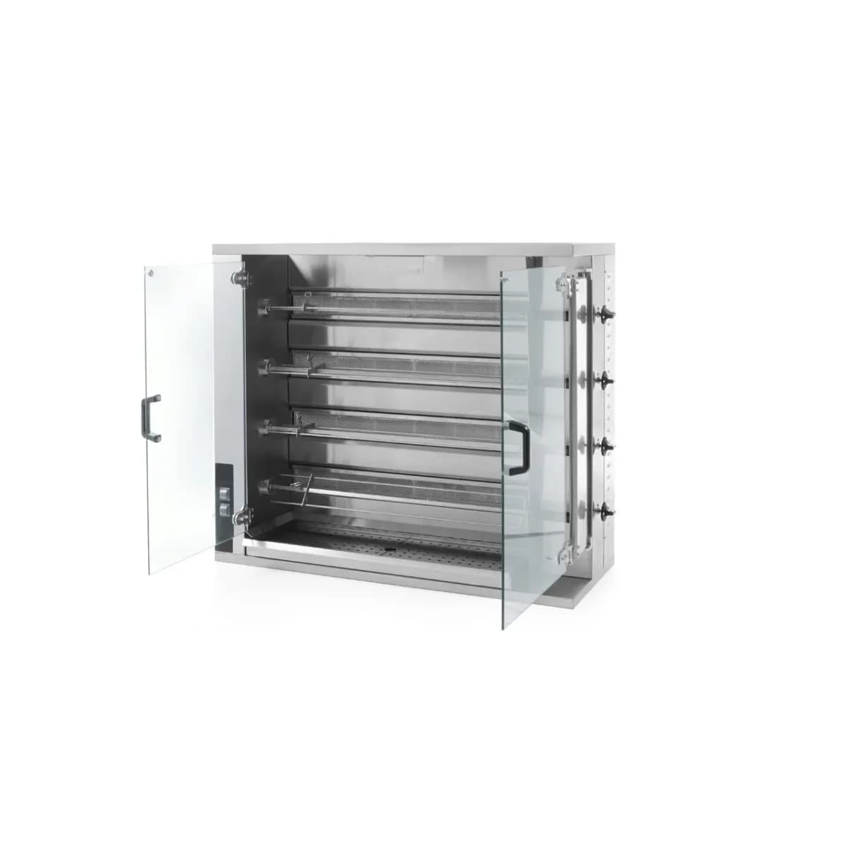 Rotisor gaz profesional pentru 16 - 20 pui 4 viteze de rotatie 1150x472x(H)981 mm Inox Hendi