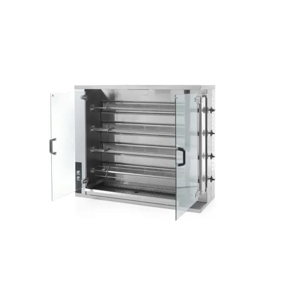 Rotisor gaz profesional pentru 16 - 20 pui 4 viteze de rotatie 1150x472x(H)981 mm Inox Hendi