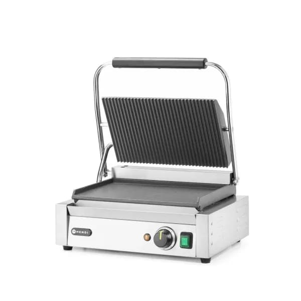 Contact grill profesional, Hendi, 2200W, corp inox, placi fonta cu invelis ceramic