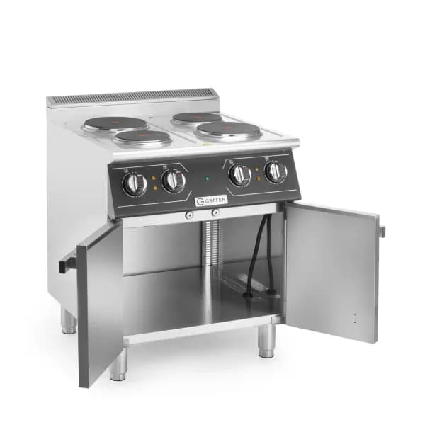 Masina de gatit electrica cu patru ochiuri, inox 304, 8,6kw,400V, 700x700x(H)850+90 mm