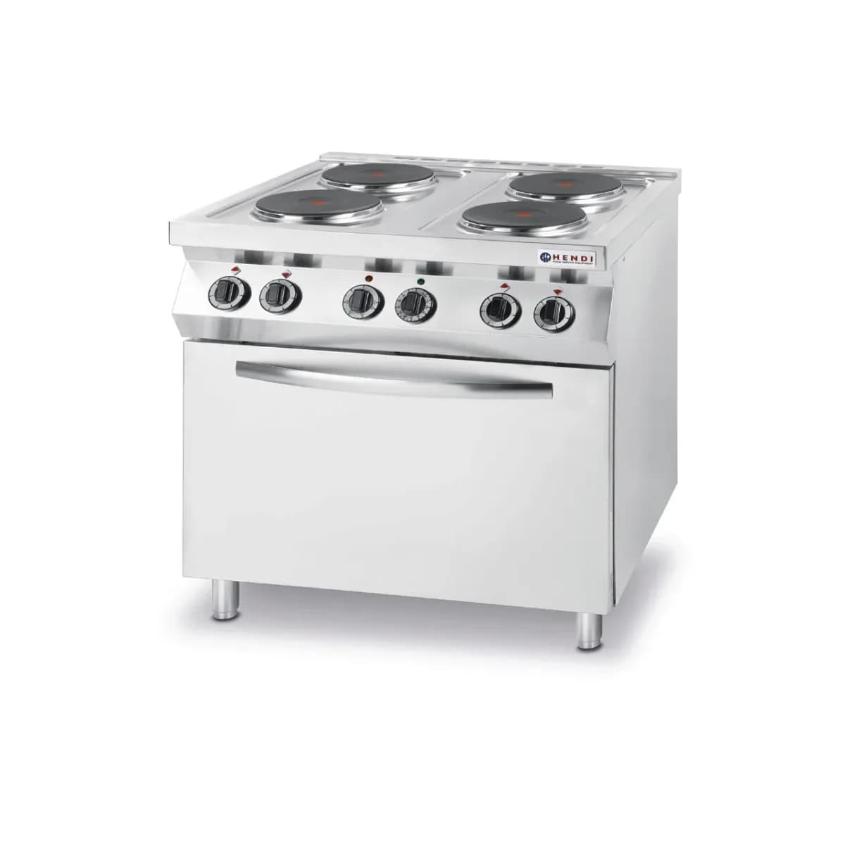 Aragaz electric Hendi Kitchen Line cu 4 plite si cuptor convectie 400V/13400W GN1/1 800x700x(H)900 mm