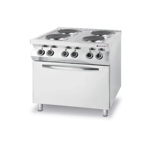 Aragaz electric Hendi Kitchen Line cu 4 plite si cuptor convectie 400V/13400W GN1/1 800x700x(H)900 mm