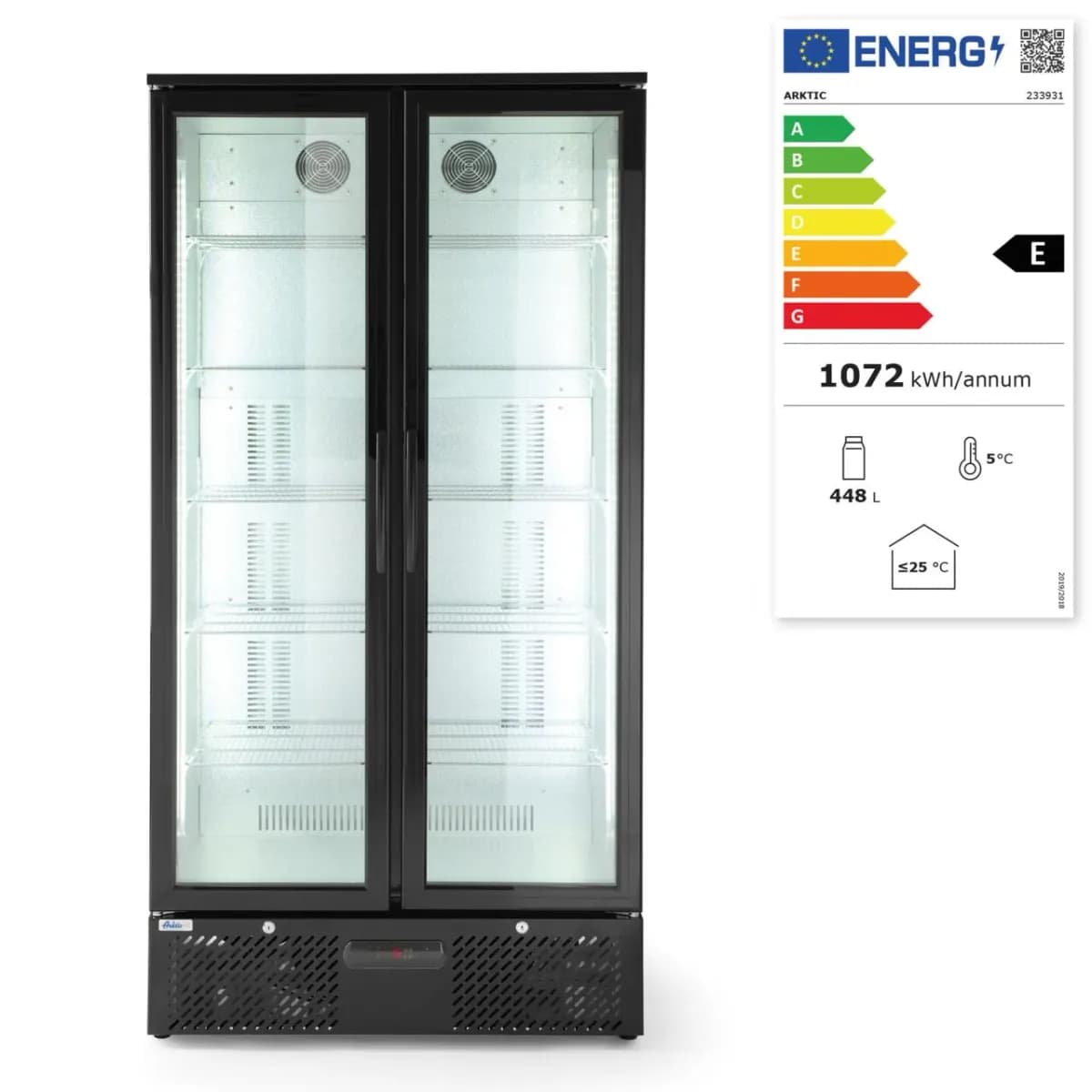 Vitrina frigorifica cu doua usi, Arktic, 477 L, 220-240V/365W, 900x530x(H)1820mm