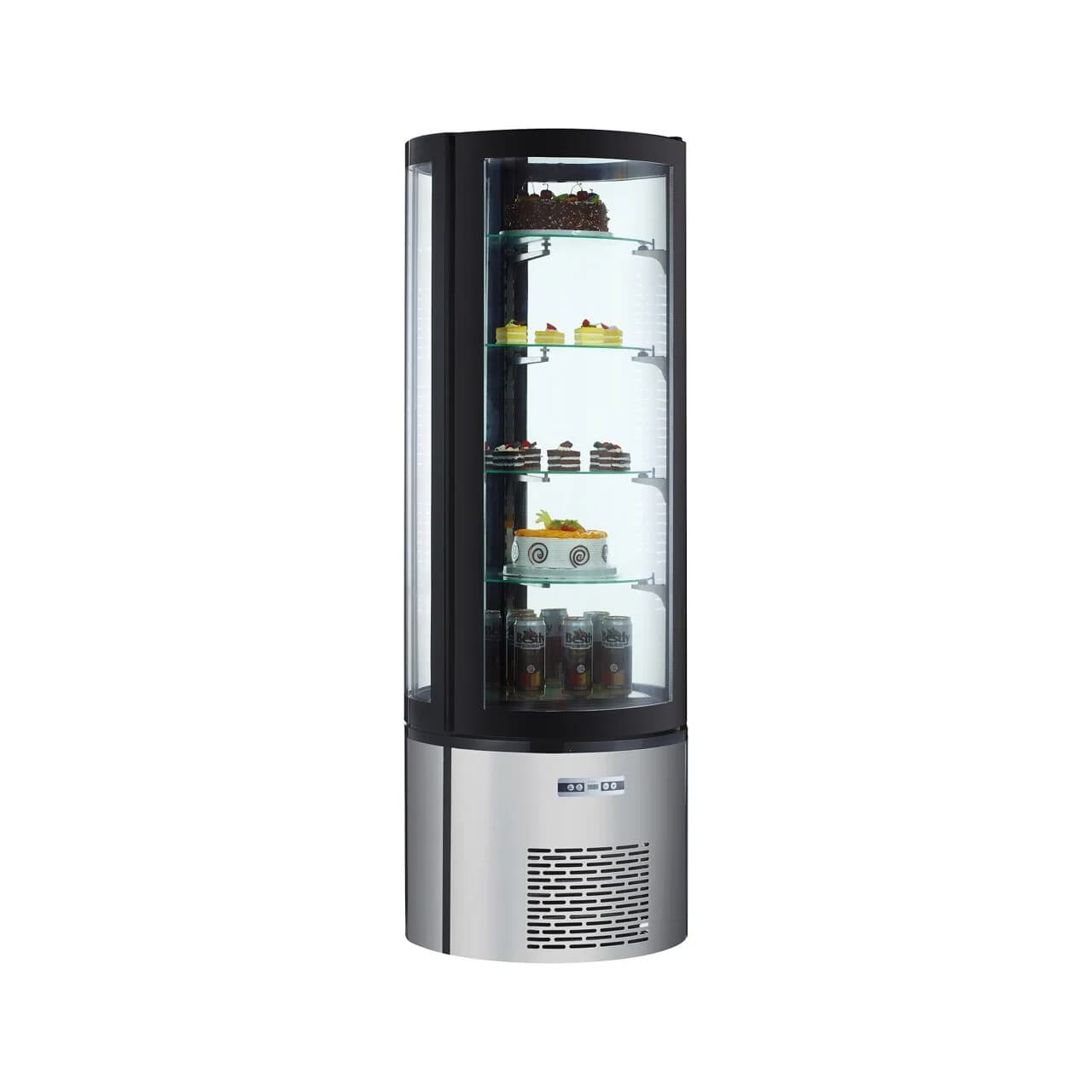 Vitrina frigorifica rotunda de prezentare, ARKTIC by Hendi, 360L, corp inox