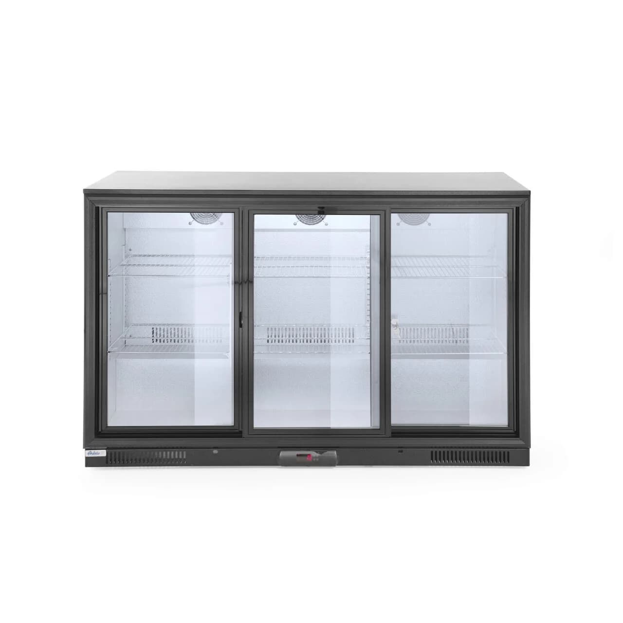 Vitrina frigorifica de prezentare 3 usi glisante interval temperatura 2/10?C, 300 W, corp inox, ARKTIC by Hendi, 1335x500x(h)900 mm 338 Litri, Clasa energetica E
