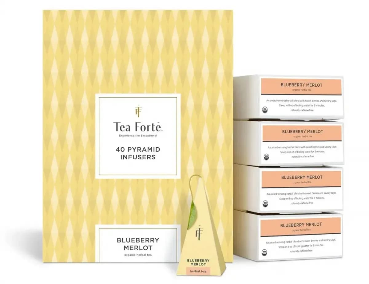 Ceai Blueberry Merlot ECO - Tea Forte- cutie cu 40 de piramide de ceai