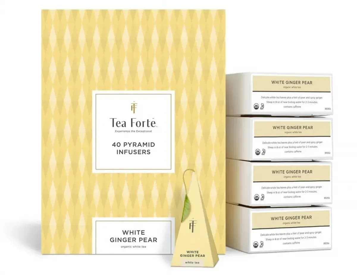 Ceai White Ginger Pear ECO - Tea Forte -cutie cu 40 de piramide de ceai