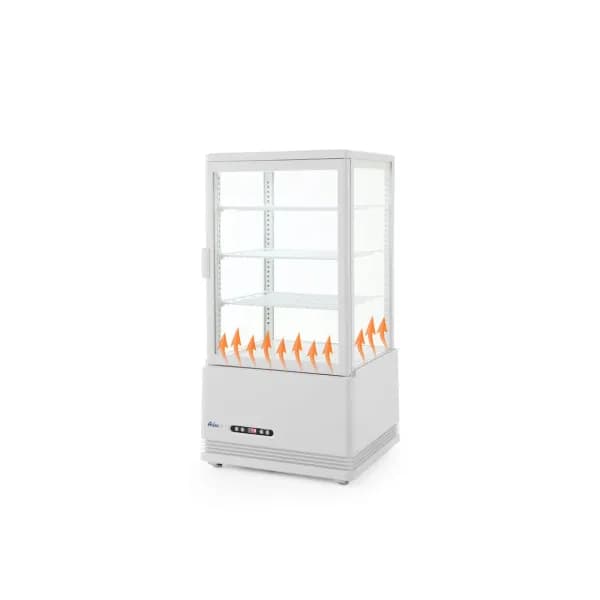 Vitrina rece pt prezentare, alba, 68 lt, interval temp 0-12 gr C, 170 W, 3 rafturi reglabile pe inaltime, ARKTIC by Hendi, 452x406x(H)891 mm, Clasa energetica C