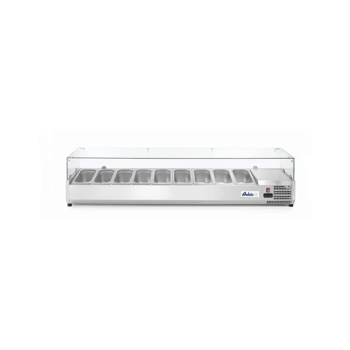 Vitrina prezentare Hendi, interval temp. -2/8?C, 180W, corp inox, ARKTIC by Hendi, 2005x395x(h)430 mm, 9 vase GN 1/3