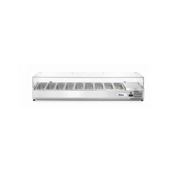 Vitrina prezentare Hendi, interval temp. -2/8?C, 180W, corp inox, ARKTIC by Hendi, 2005x395x(h)430 mm, 9 vase GN 1/3