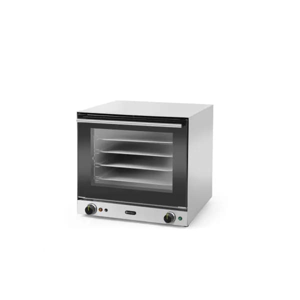 Cuptor convectie cu umidificare Hendi H90S, 4 tavi 438x315 mm incluse, 2 elemente incalzire, 2 ventilatoare, termostat reglabil 50-300 gr C, timer 0-120 min, 2670W, 595x595x(H)570 mm