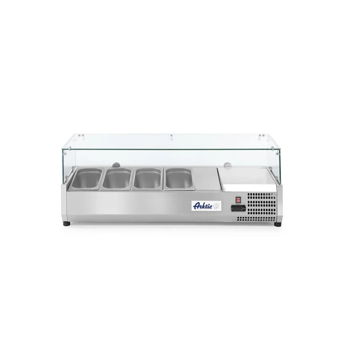 Vitrina prezentare Hendi, interval temp. -2/8?C, 180W, corp inox, ARKTIC by Hendi, 1205x395x(H)430, 4 vase GN 1/3