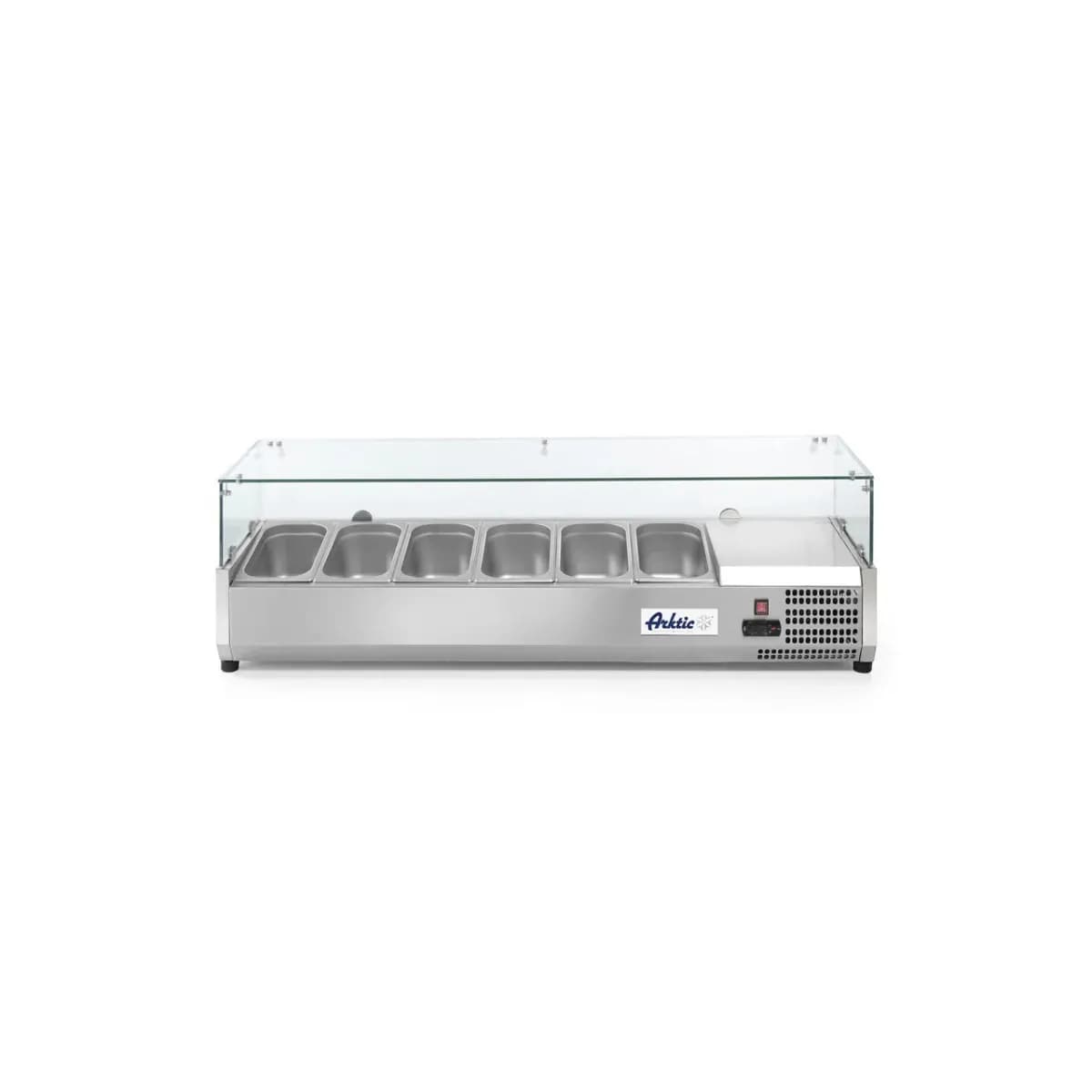 Vitrina prezentare Hendi, interval temp. -2/8?C, 180W, corp inox, ARKTIC by Hendi, 1405x395x(H)430 mm, 6 vase GN 1/3