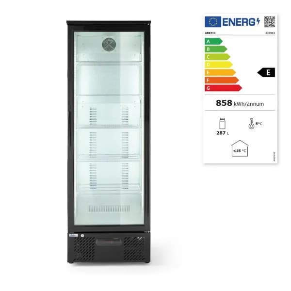Vitrina frigorifica de prezentare interval temp. 2/10 C, 195 W, corp inox, ARKTIC by Hendi, 600x530x(H)1820 mm 300 Litri, Clasa energetica E
