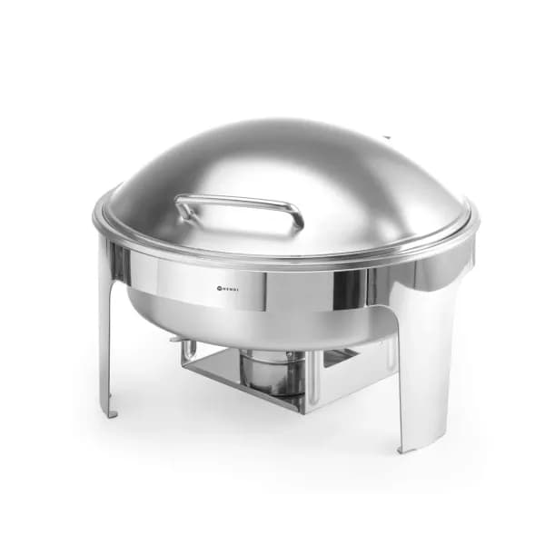 Chafing dish cu capac, Gastronorm 6 litri inox, Hendi, 465x420x(h)320 mm, tava detasabila pentru apa, suport pentru combustibil incluse