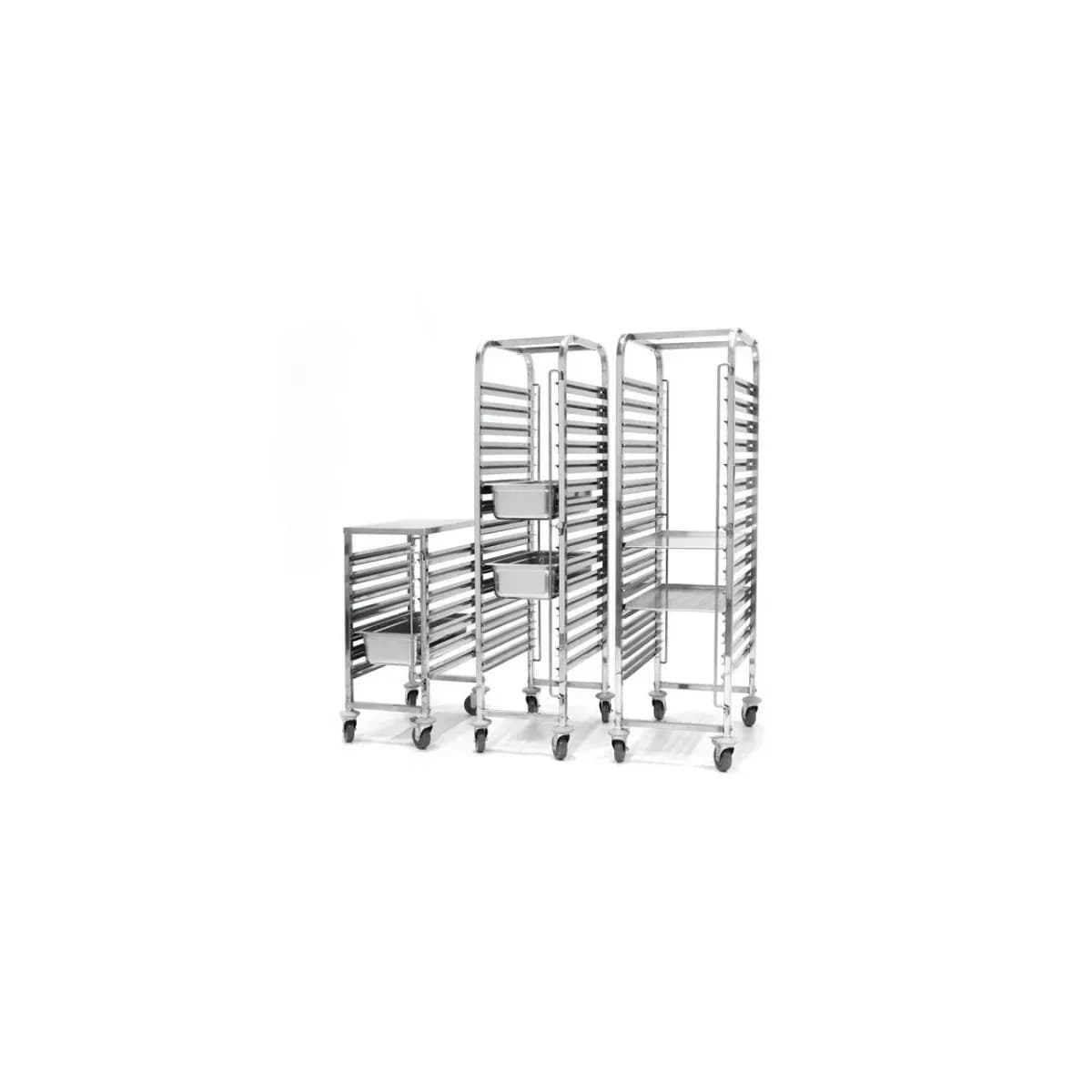 Cărucior Debarasare Hendi — 15x Tăvi 60x40cm, Inox, 690x515x(H)1695mm