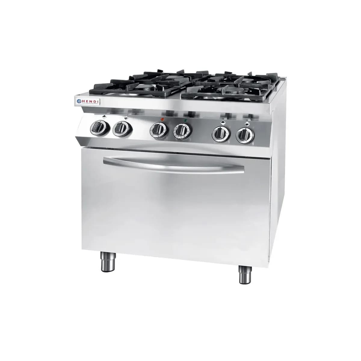 Aragaz Gaz Hendi Kitchen Line-4 Arzătoare 19kW + Cuptor Convecție Electric GN1/1, 800x700x(H)900 mm