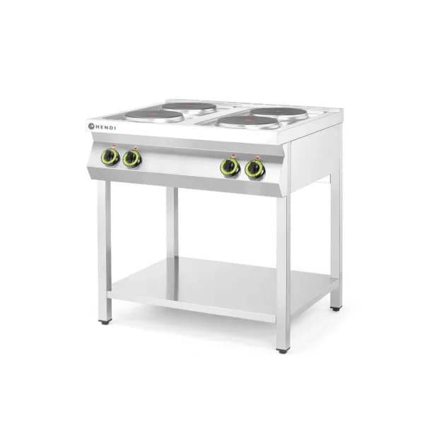 Aragaz Electric Profesional Hendi Kitchen Line-4 Ochiuri Fontă, Stand Deschis, 10,4 kW, 800x700x(H)900 mm