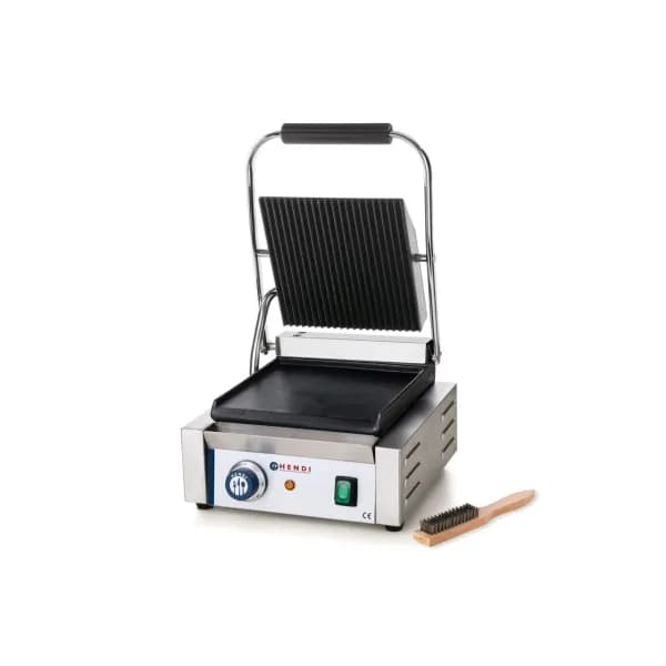 Contact Grill Profesional Hendi-Superior Striat, Inferior Neted, 1800W, Suprafață 220x230 mm