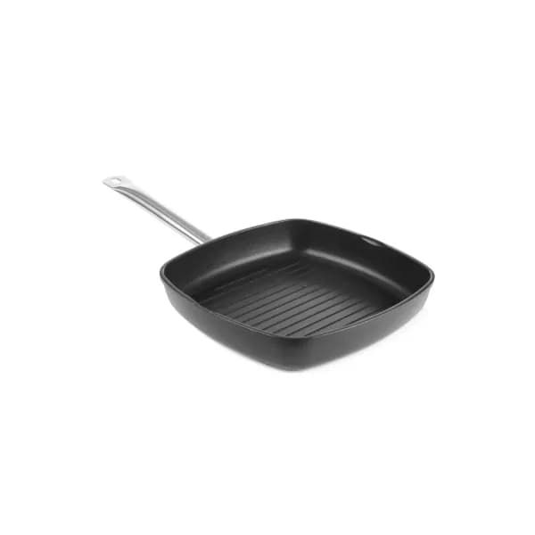 Tigaie Grill Titanium Professional Hendi-Aluminiu Turnat, Anti-aderent Whitford® Xylan, Ø28 cm, Mâner Inox