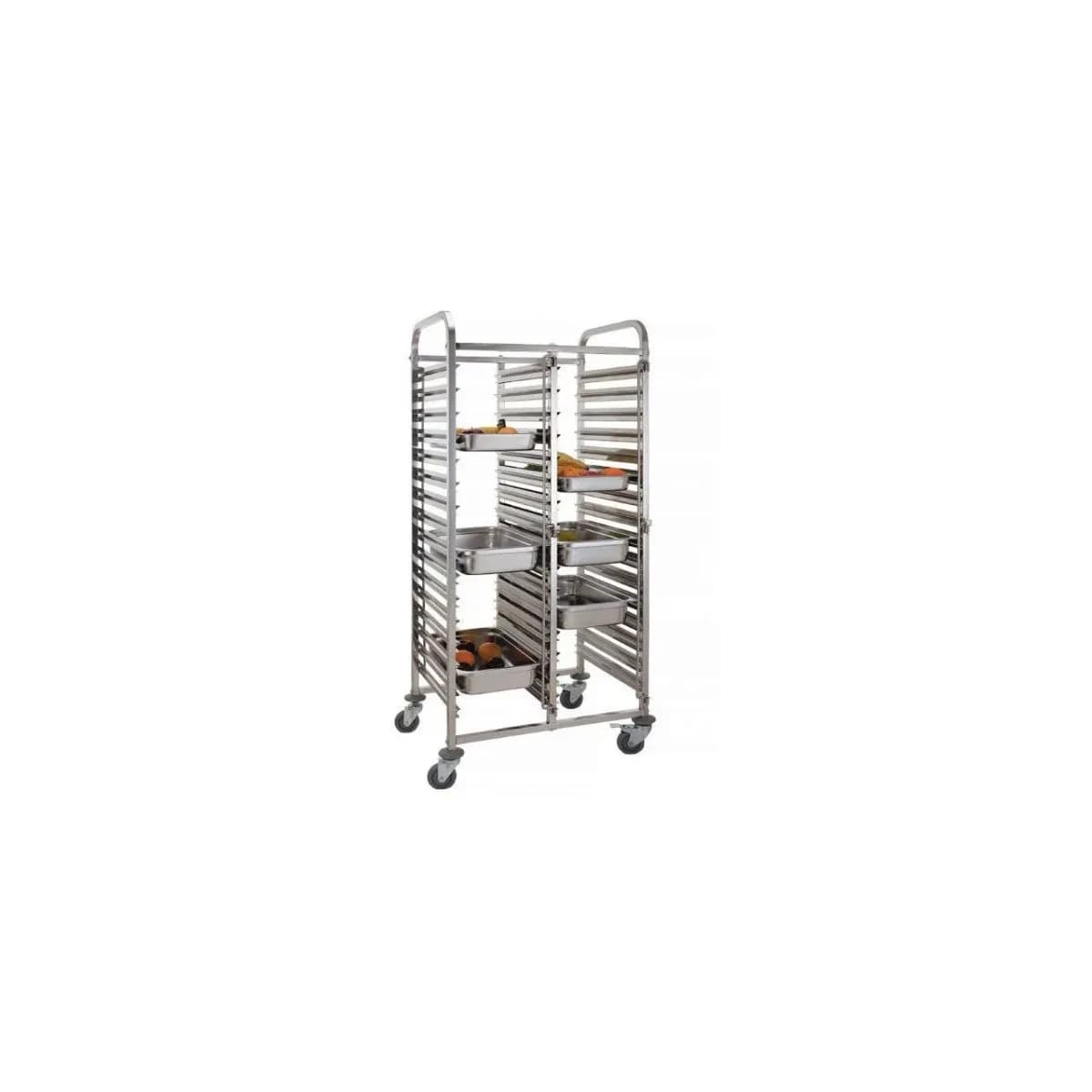 Cărucior Debarasare Dublu Hendi — 2x15 Tăvi GN 1/1, Inox, Îmbinabil, 798x610x(H)1710mm