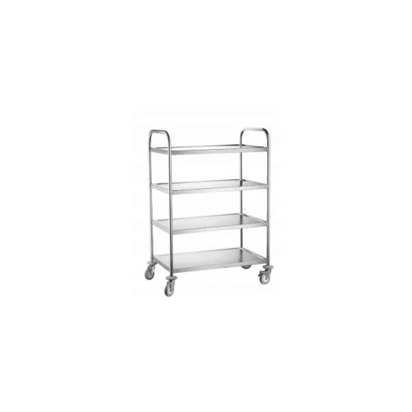 Cărucior Servire Hendi 4 Rafturi Inox — 40kg/raft, 910×590×(H)1260mm
