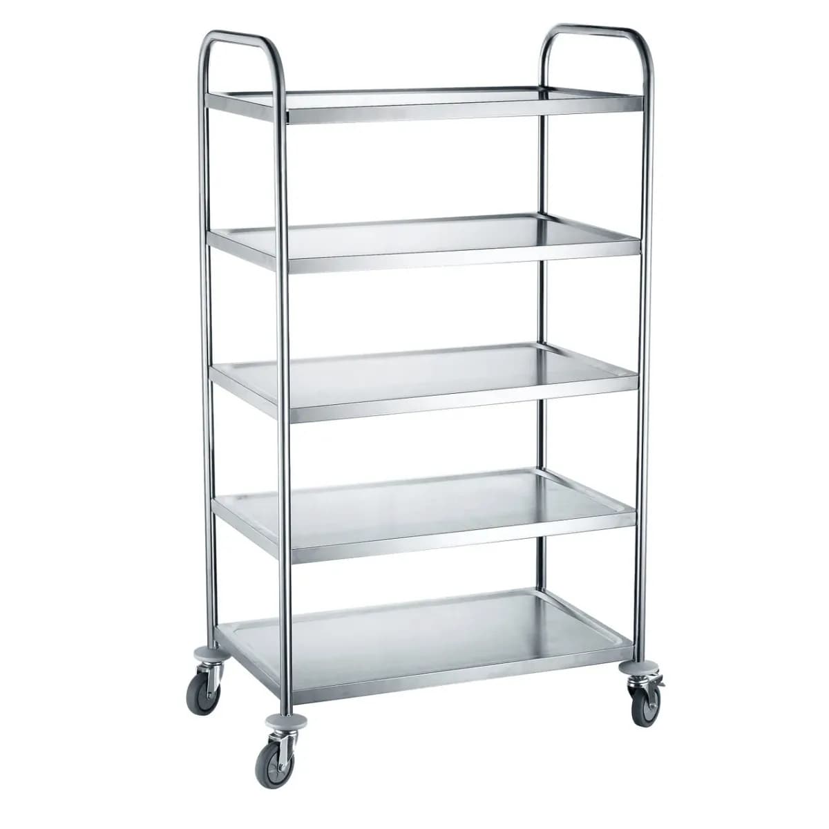 Cărucior Servire Hendi 5 Rafturi Inox-30 kg/raft, 905x585x(H)1545mm