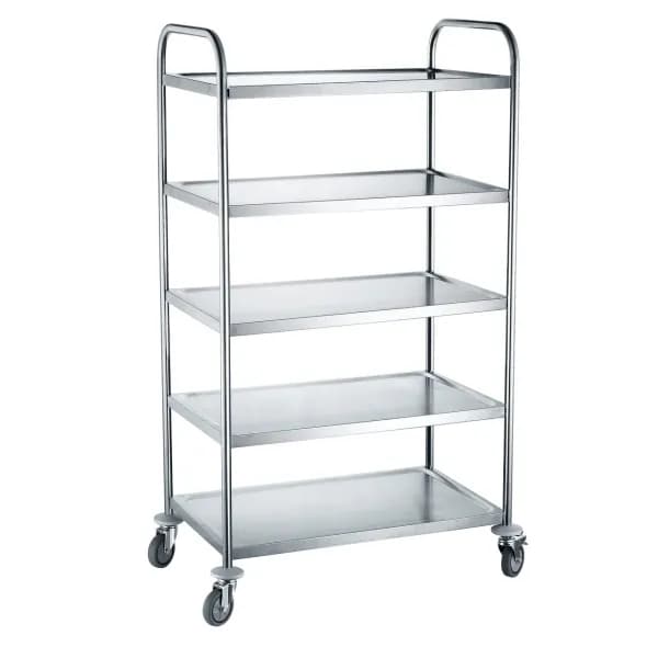Cărucior Servire Hendi 5 Rafturi Inox-30 kg/raft, 905x585x(H)1545mm