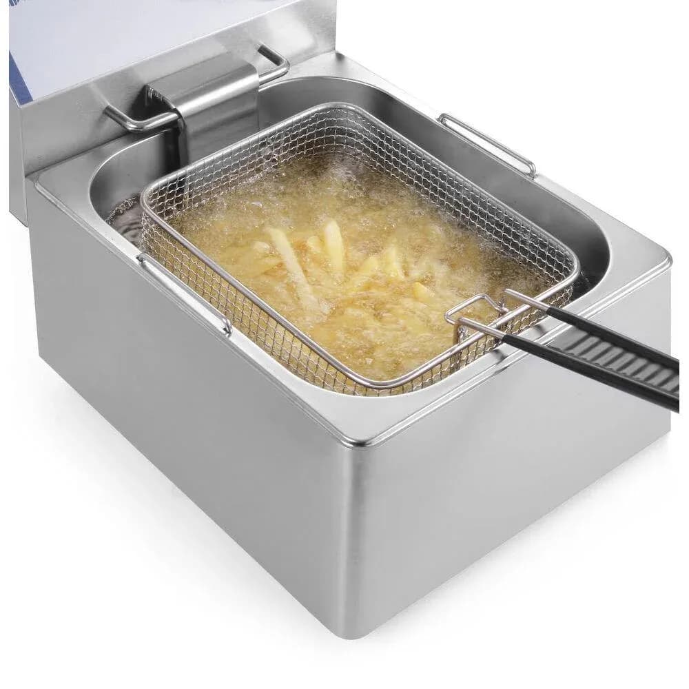Friteuză Electrică Simplă Hendi Blue Line-4 Litri, 3000W, Zonă Rece, Inox