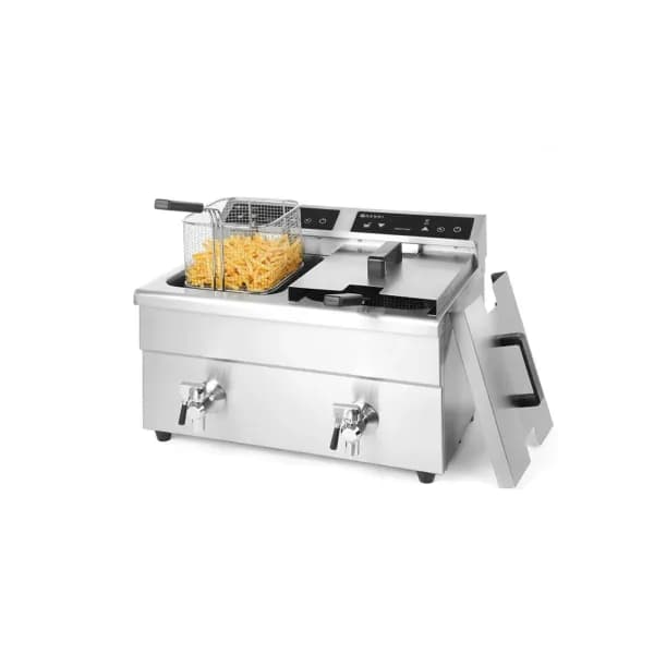 Friteuza Dubla cu Inductie Hendi Kitchen Line 2x8L 2x3500W Boost Zona Rece