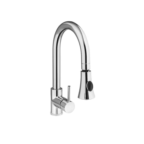 Baterie cu Dus pentru Chiuveta Hendi Inox Lustruit 370mm Gura Pivotanta Racorduri 3/8" 400mm