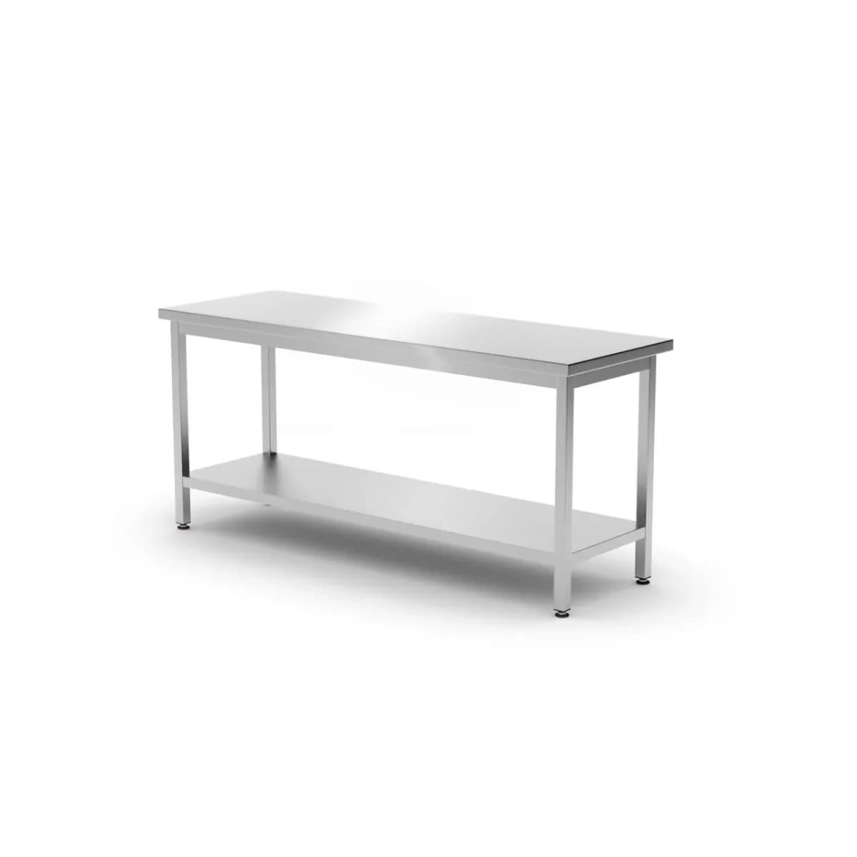 Masa de Lucru Centrala Groasa cu Raft Hendi Kitchen Line AISI 430 Ranforsat Antifonic 1800x600x850mm