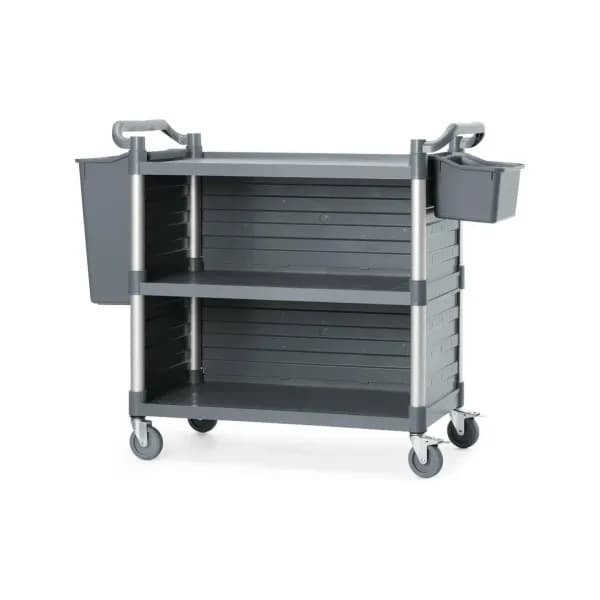 Cărucior de serviciu cu panouri laterale, 3 rafturi, 1010x500x(h)960 mm AmberBox